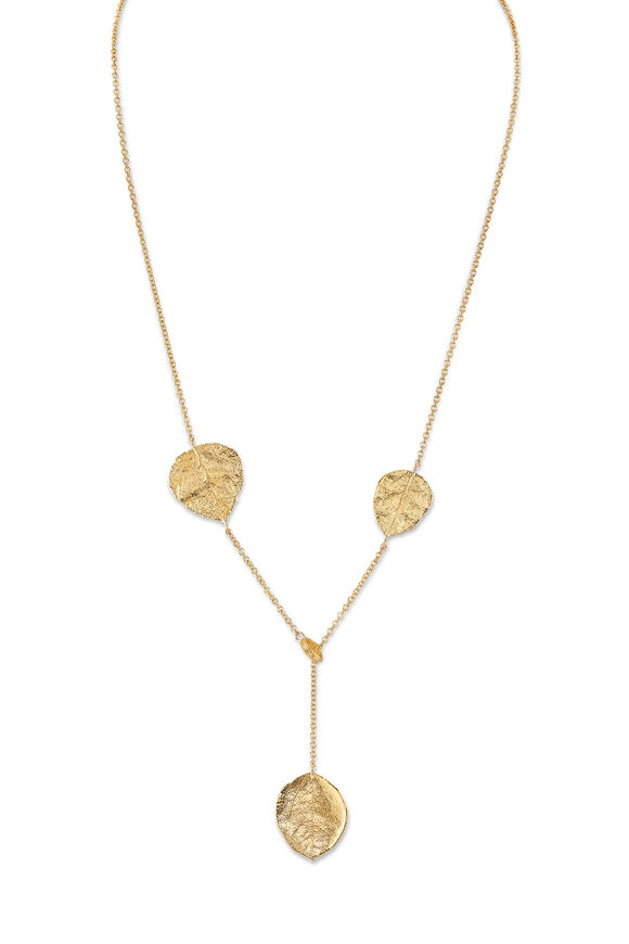 Aaron Henry 18k Yellow Gold Aspen Leaves Lariat Necklace