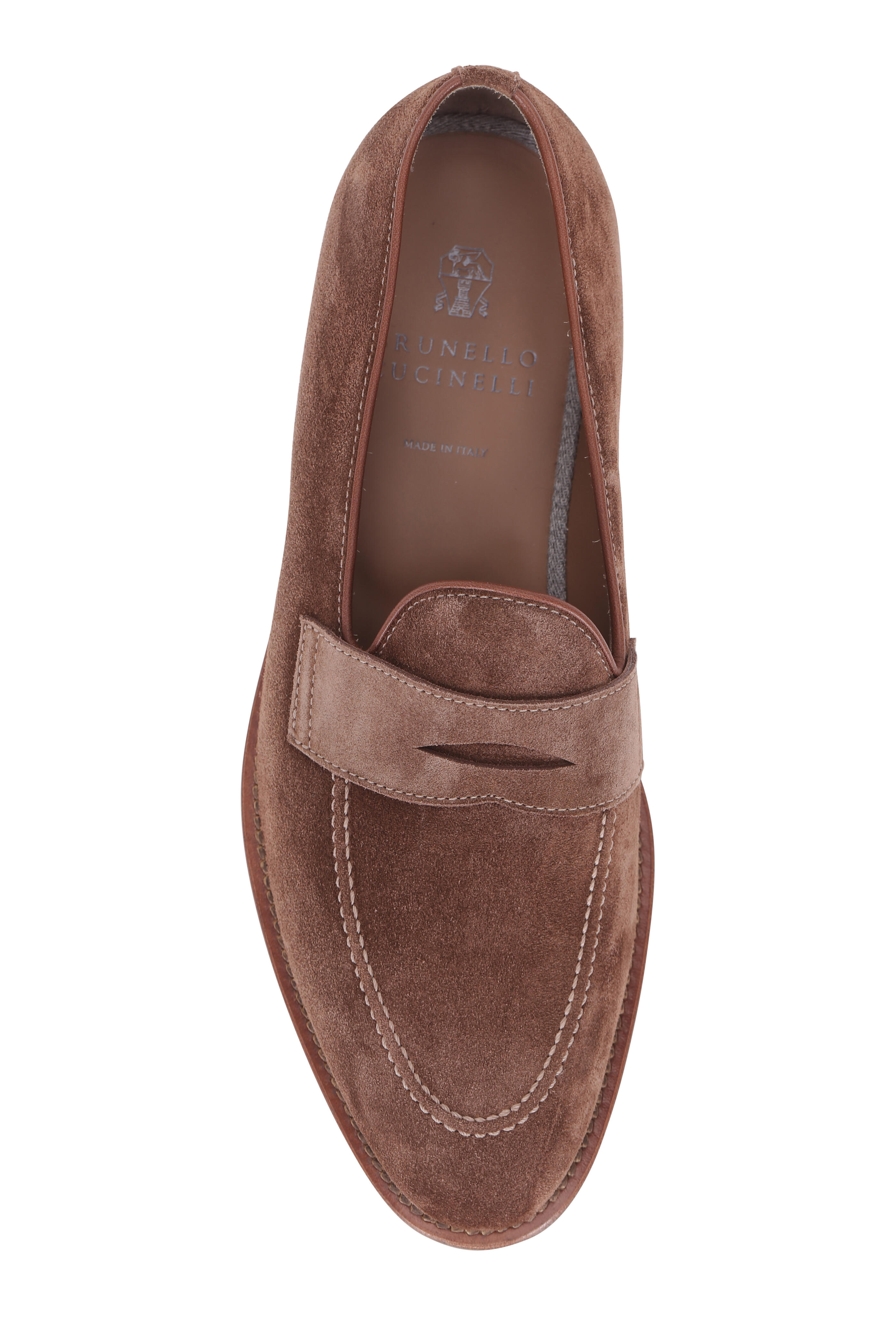 Brunello Cucinelli - Chocolate Brown Suede Penny Loafer display picture 1