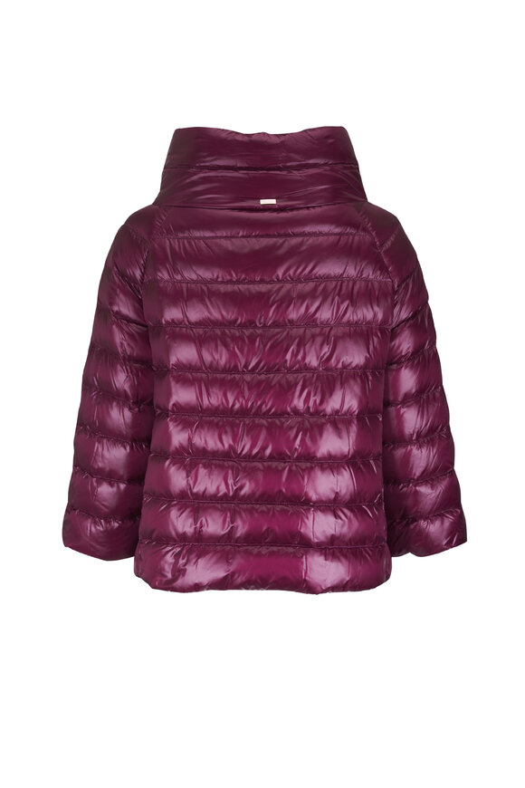 Herno Sofia Burgundy Three-Quarter Sleeve Puffer Jacket - view 2