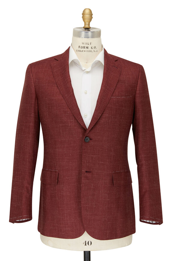 Brioni Brick Red Cashmere, Silk & Linen Sportcoat - view 2