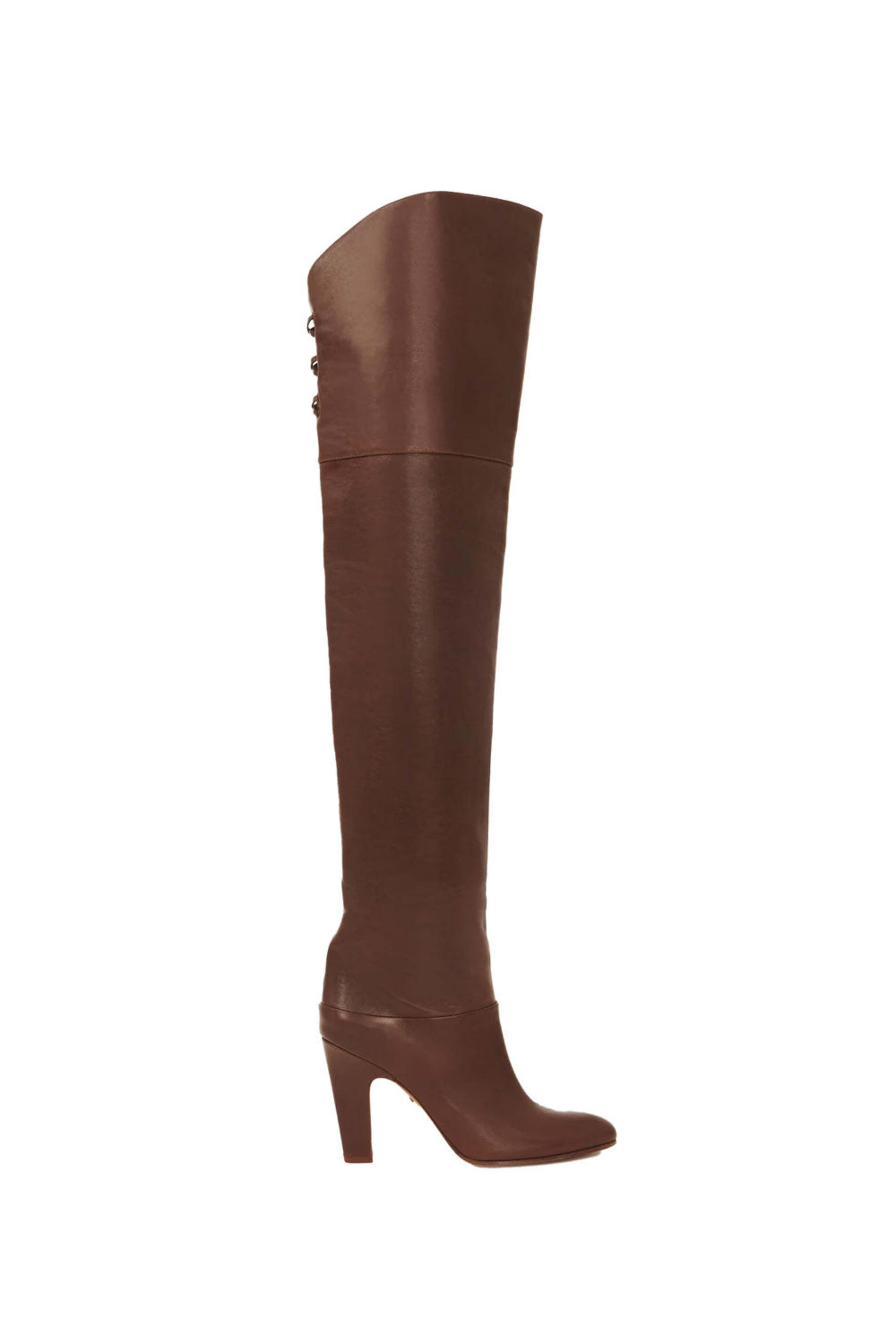 Chloé - Eve Leather Over The Knee Boot in Sooty Brown