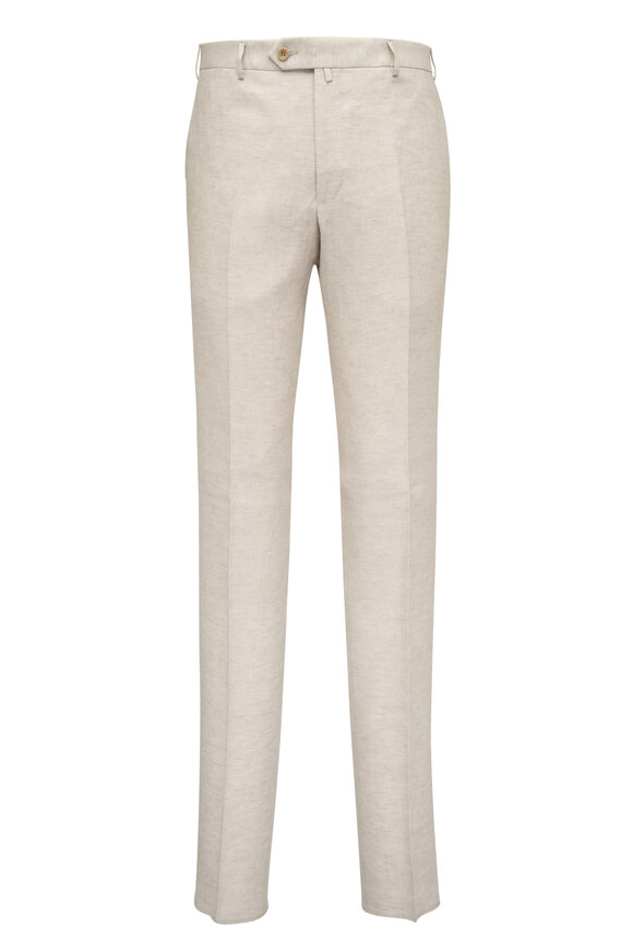 Malcom Natural Solid Stretch Linen Pant