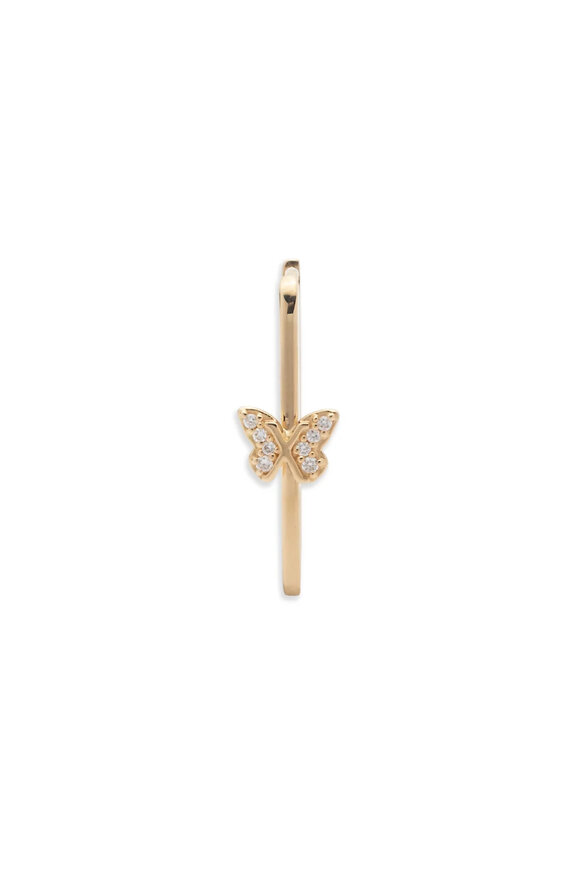 Foundrae 18k Yellow Gold Pavé Butterfly Fob Earring - view 1