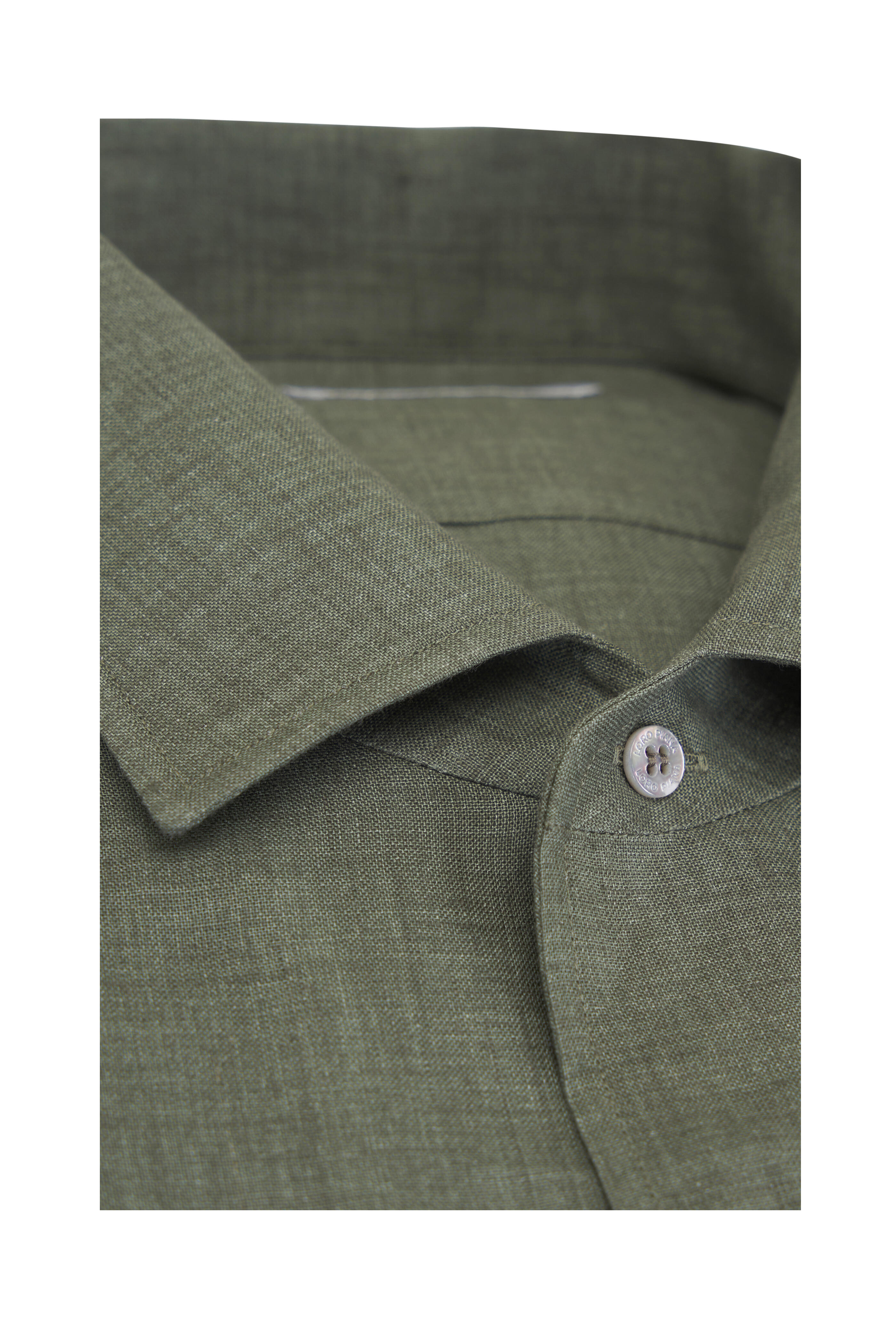 Loro Piana - André Solid Green Linen Sport Shirt