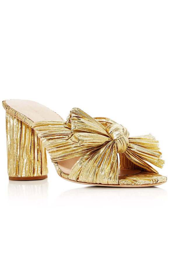 Loeffler Randal Penny Pleated Mule in Gold