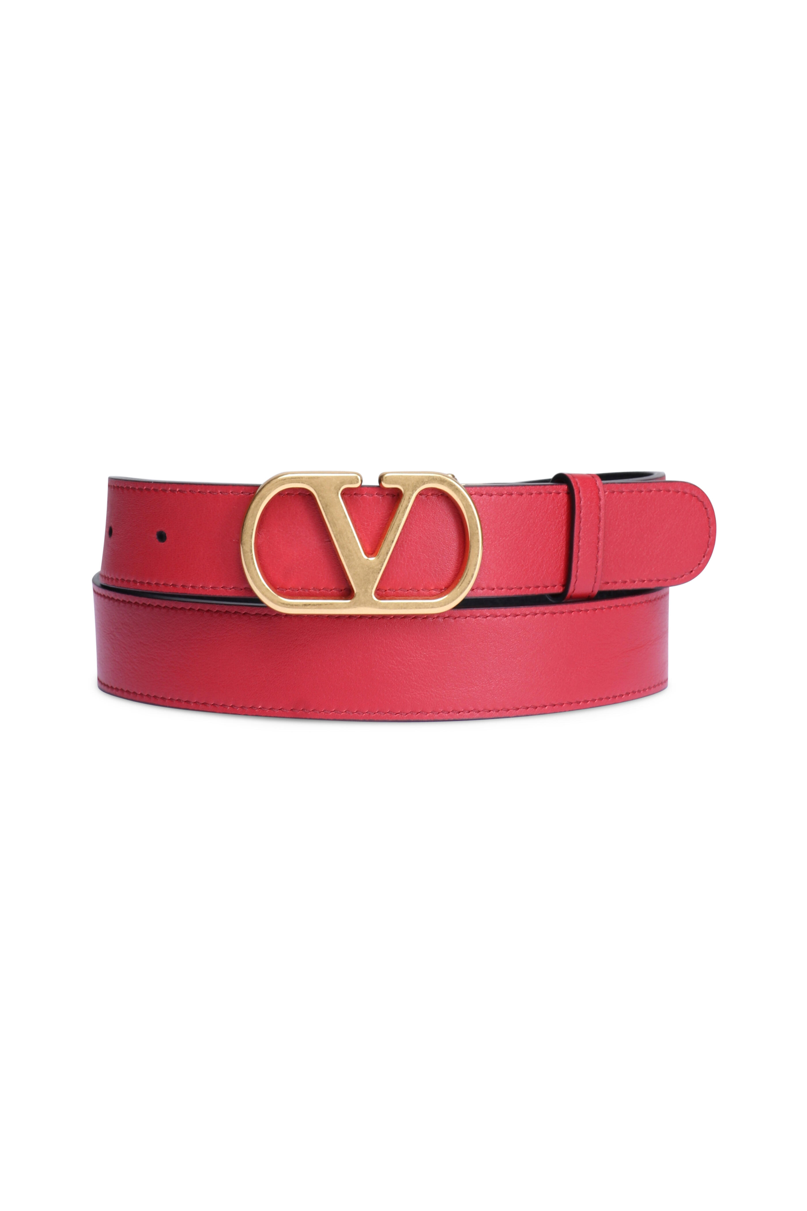 Valentino Garavani - VLogo Black & Red Leather Reversible Belt