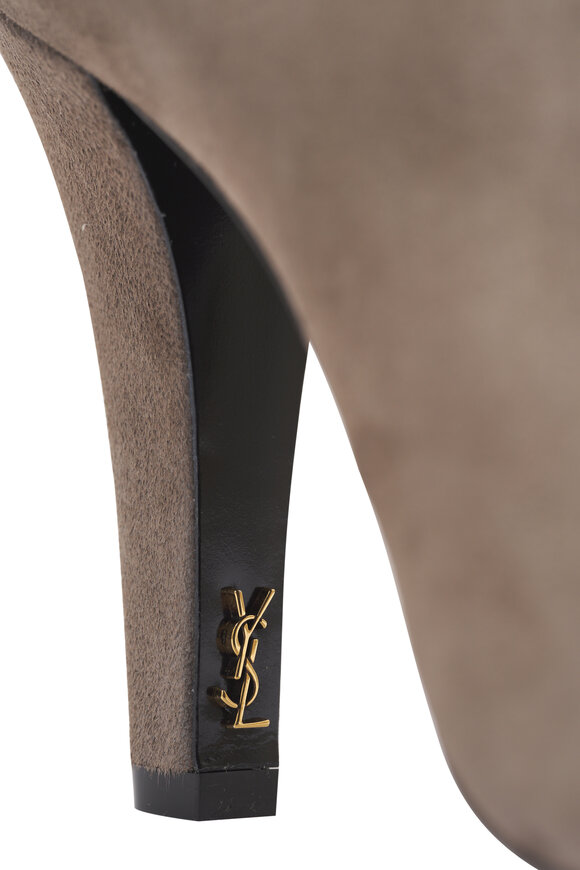 Saint Laurent Jill Mickey Gray Suede Bootie, 95mm - view 7