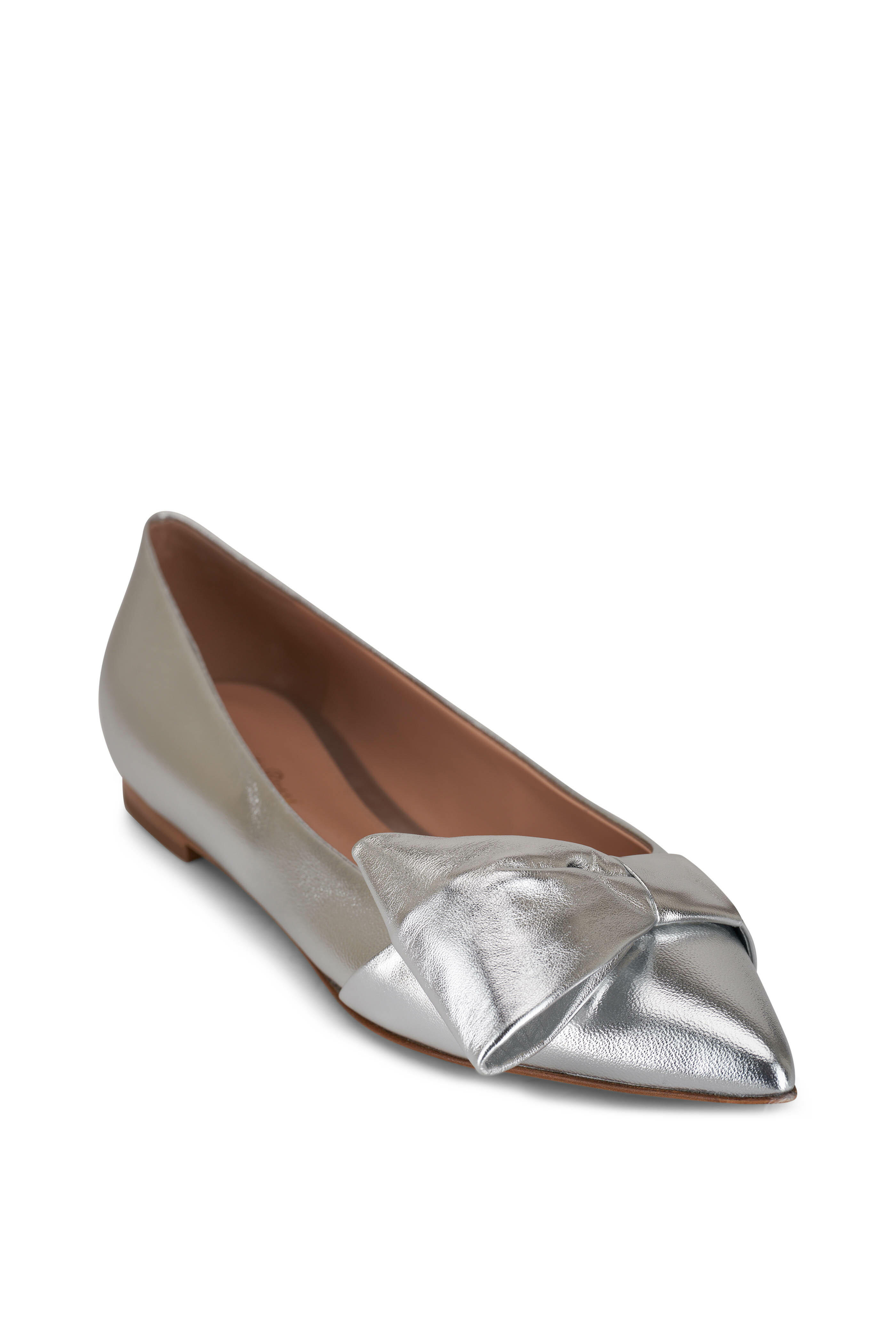 Gianvito Rossi - Silver Metallic Leather Flat | Mitchell Stores