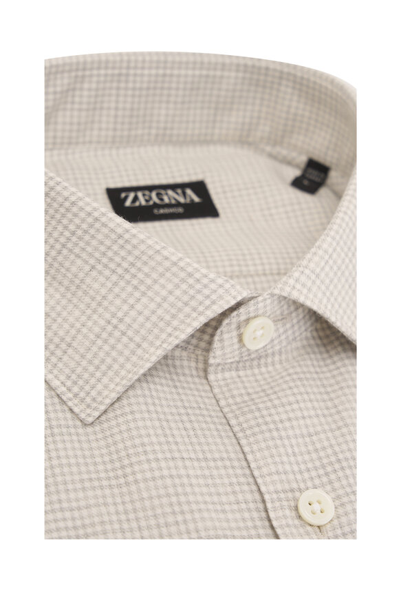 Zegna - Gray Check Cashmere & Cotton Sport Shirt