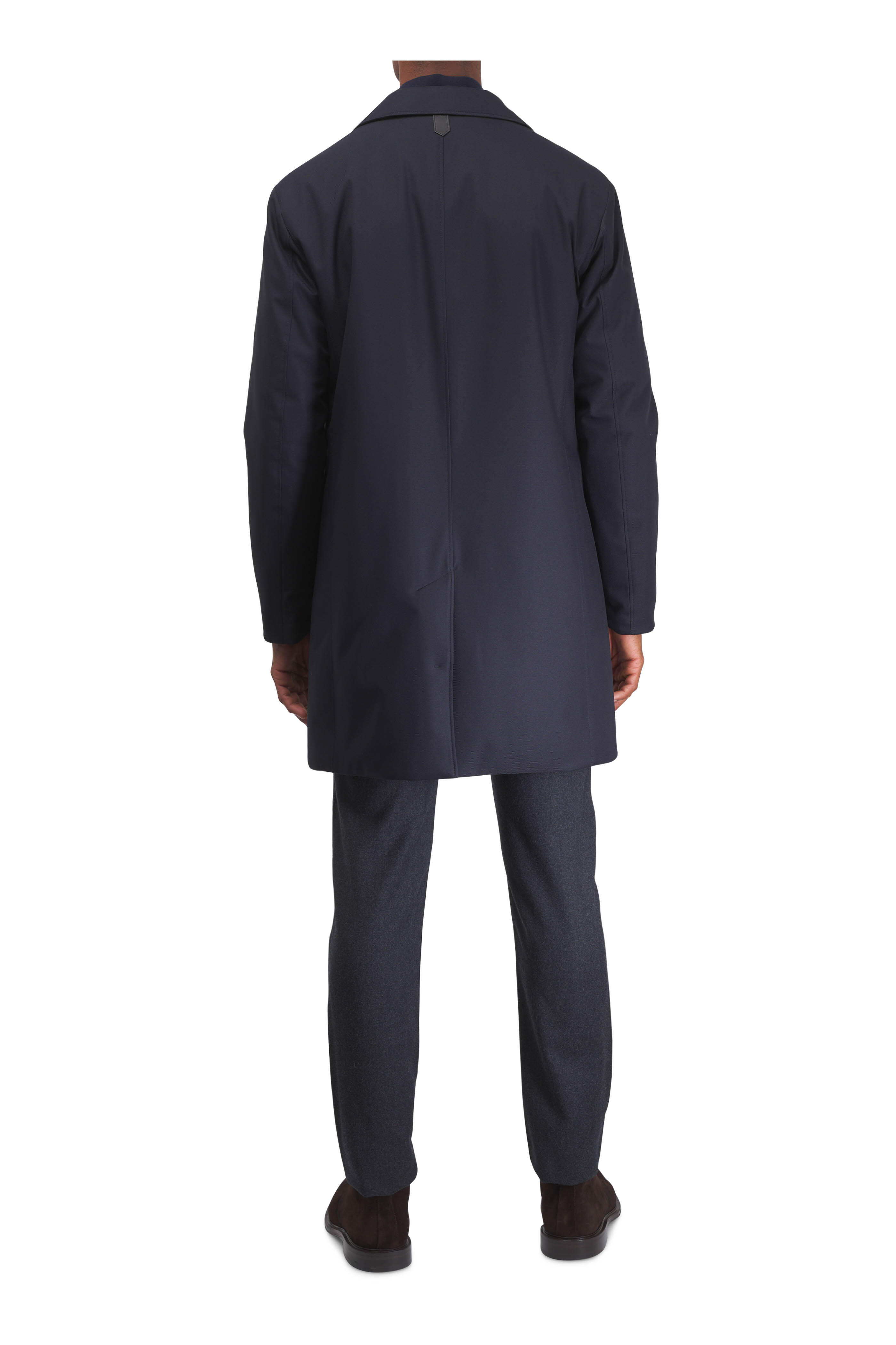 Canali - Navy Micro Textured Commuter Coat