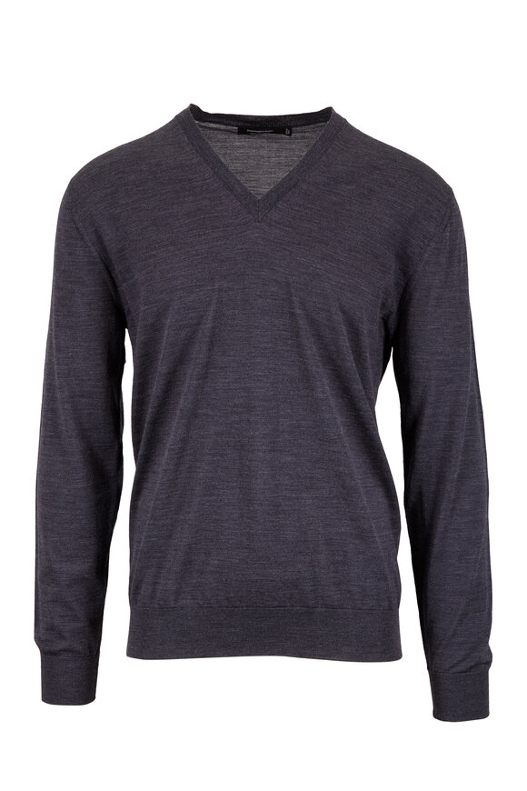 Zegna - Charcoal Grey High Performance V-Neck Sweater