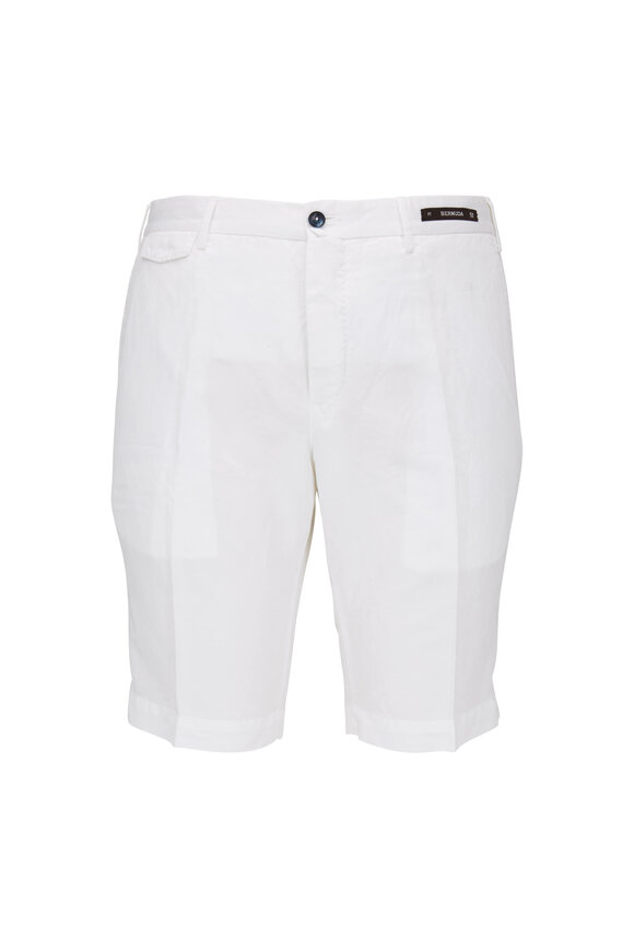 PT Torino - White Linen Blend Bermuda Shorts