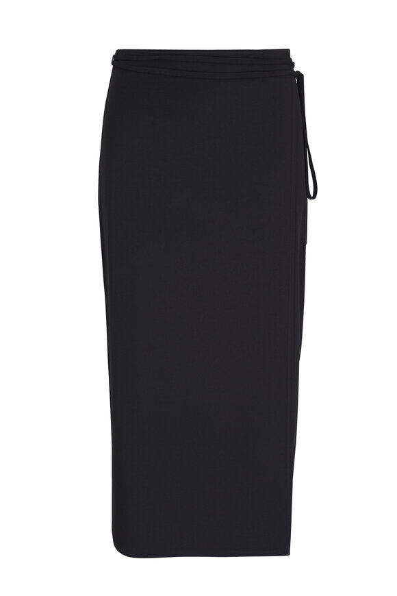 Vince - Black Tie Wrap Midi Skirt