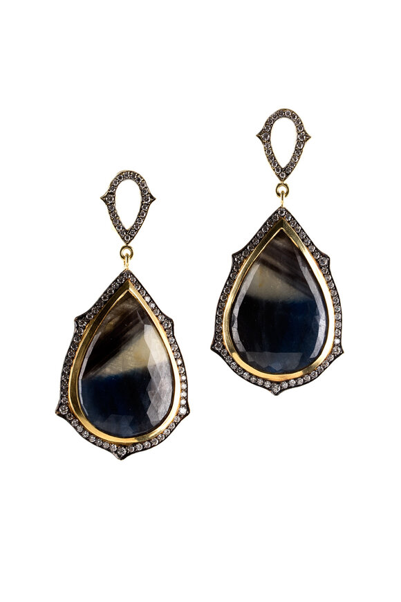 Sylva & Cie - Sapphire & Diamond Pear Shape Earrings