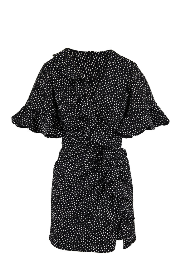 Jonathan Simkhai - Black & White Speckled Print Flutter Sleeve Dress