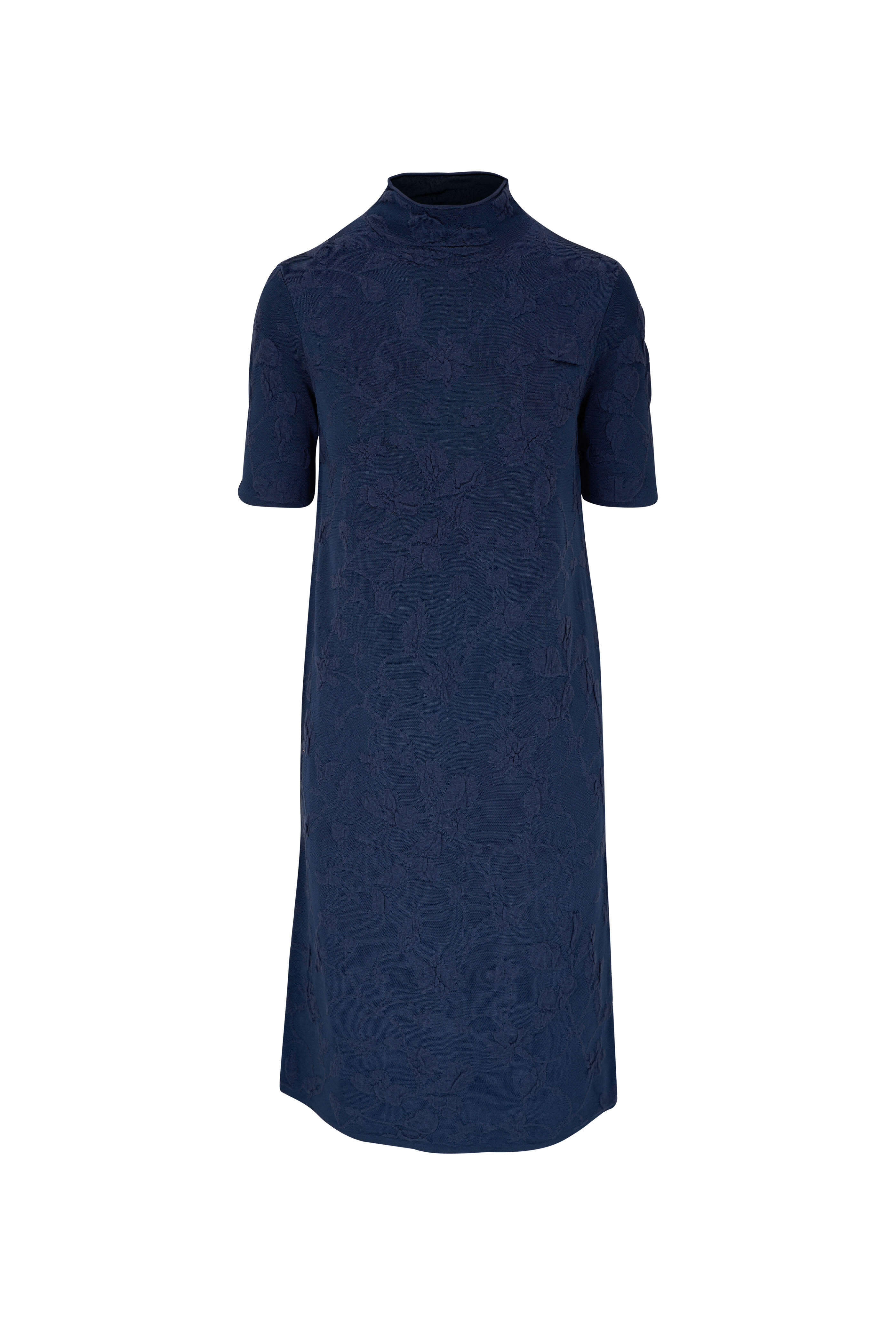 Lafayette 148 New York - Midnight Blue Floral Jacquard Sweater Dress