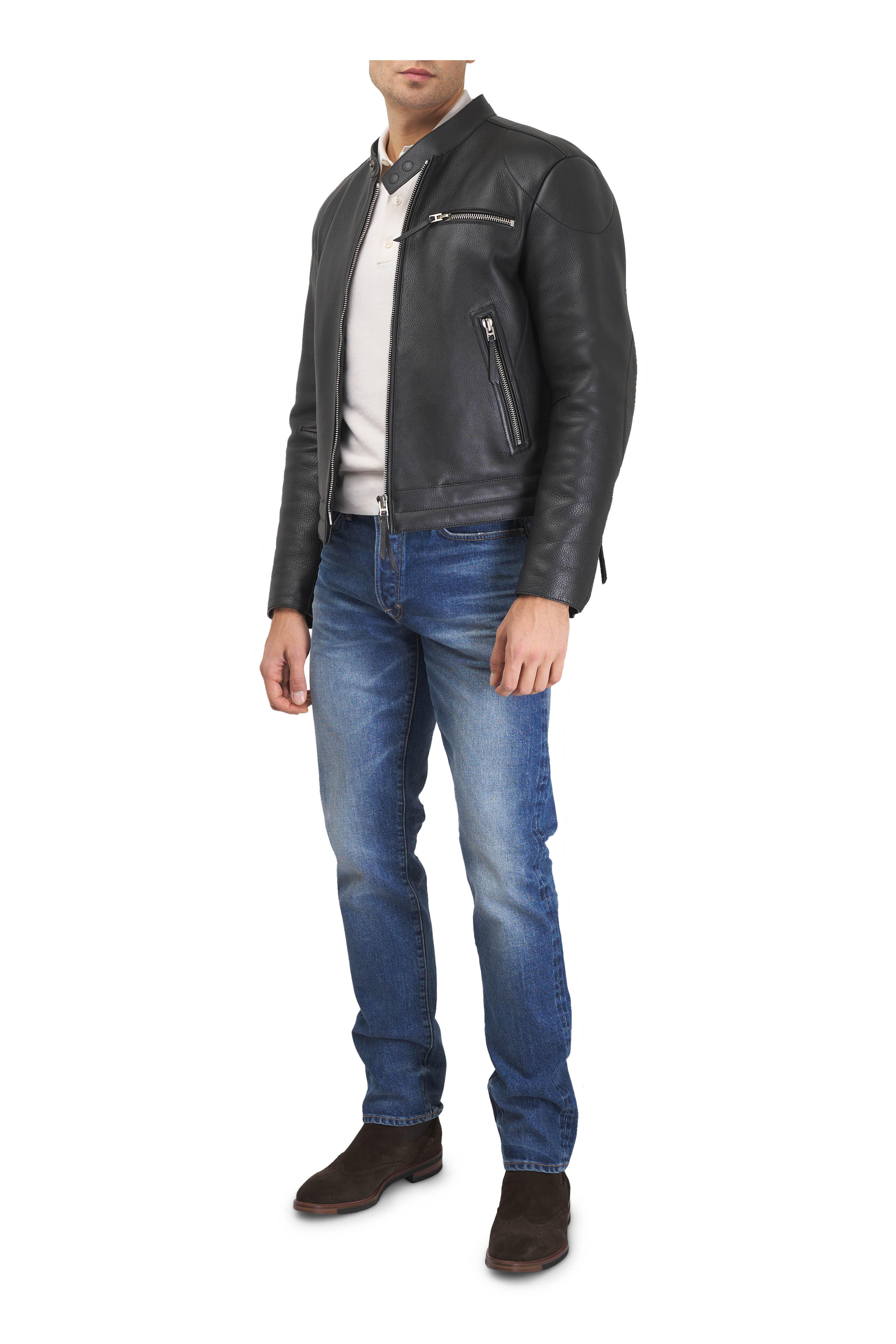 Tom Ford - Grain Leather Zip Biker Jacket