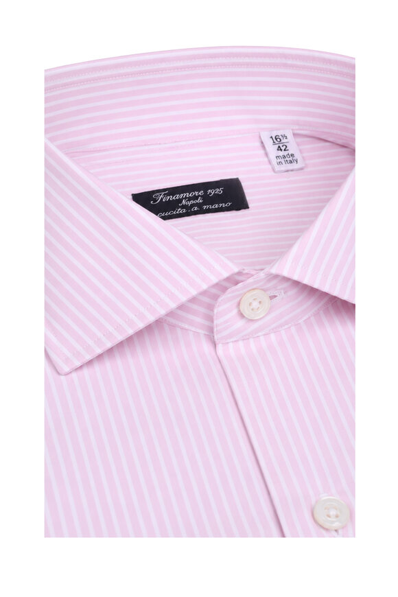 Finamore Pink Stripe Cotton Sport Shirt - view 2