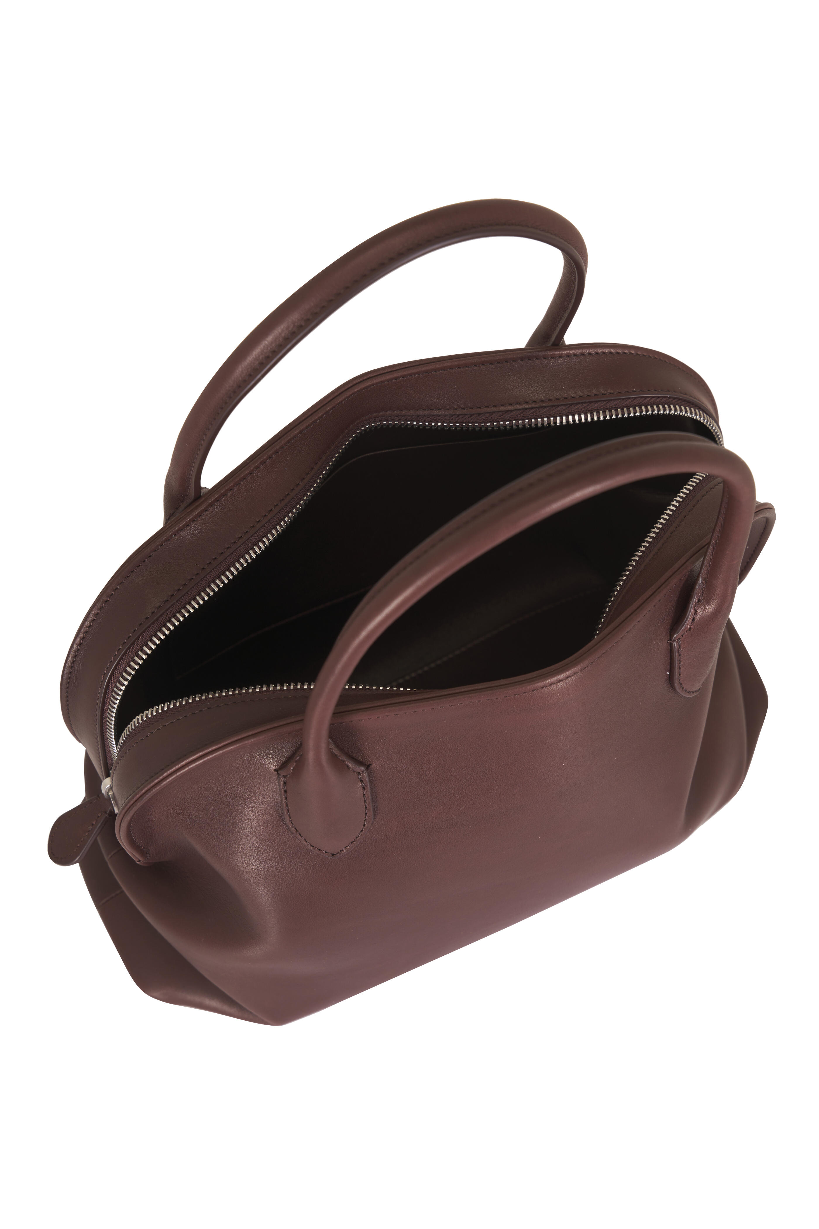 The Row - Agnes 12 Burgundy Leather Top Handle Bag