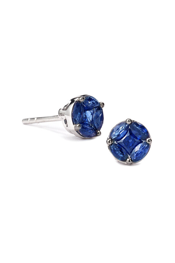Nam Cho Invisible Blue Sapphire 8mm Stud Earrings
