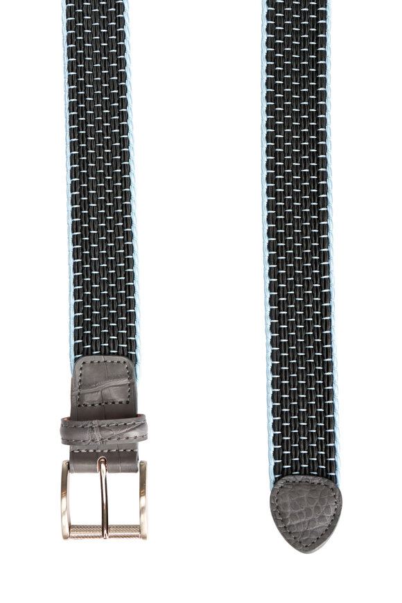 L.E.N. Lifestyle Charcoal & Light Blue Dotted Braid Belt - view 2