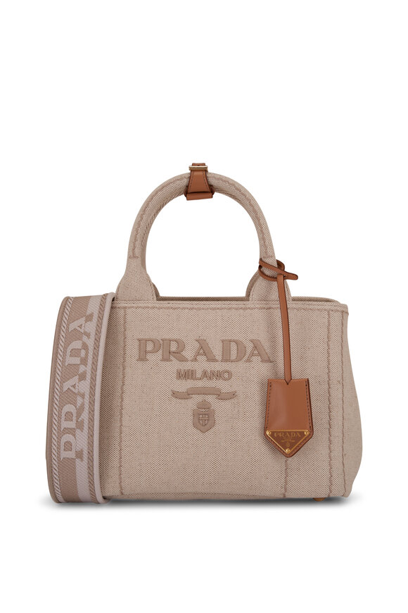 Prada - Small Natural Canvas Logo Tote 