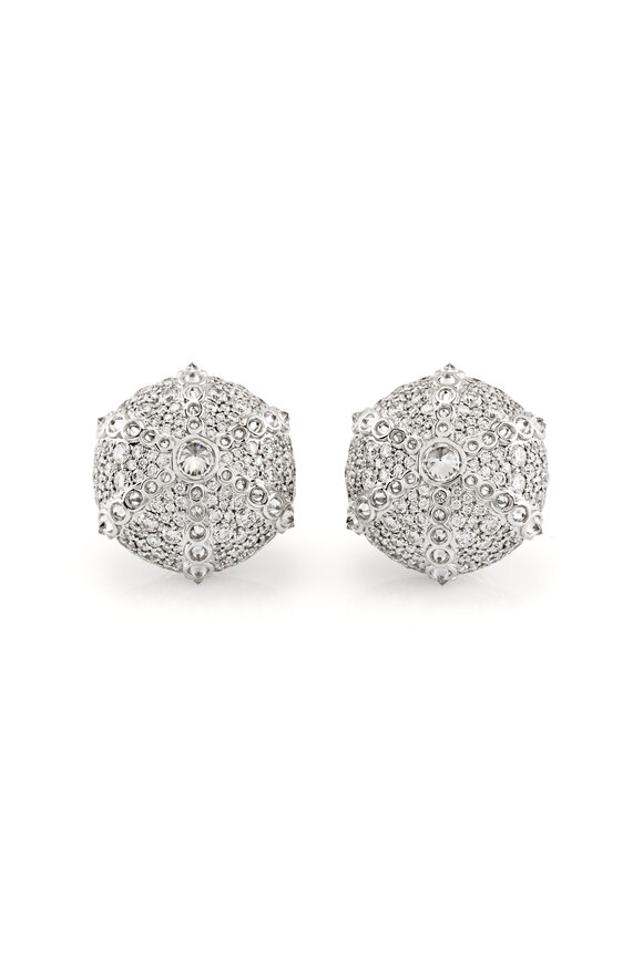 Chantecler 18k White Gold Diamond Sea Urchin Earrings