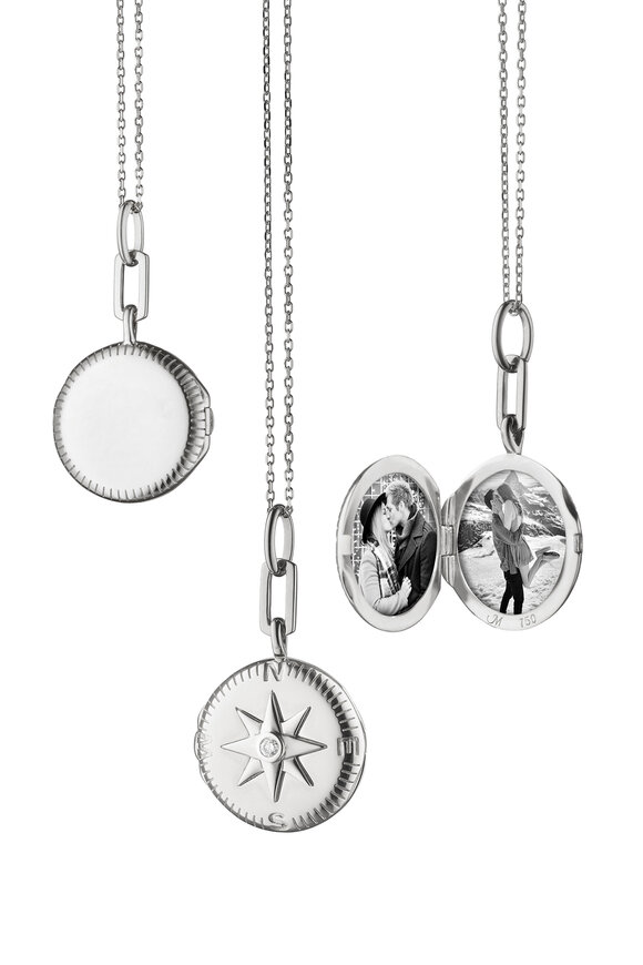 Monica Rich Kosann Sterling Silver Center Compass Locket