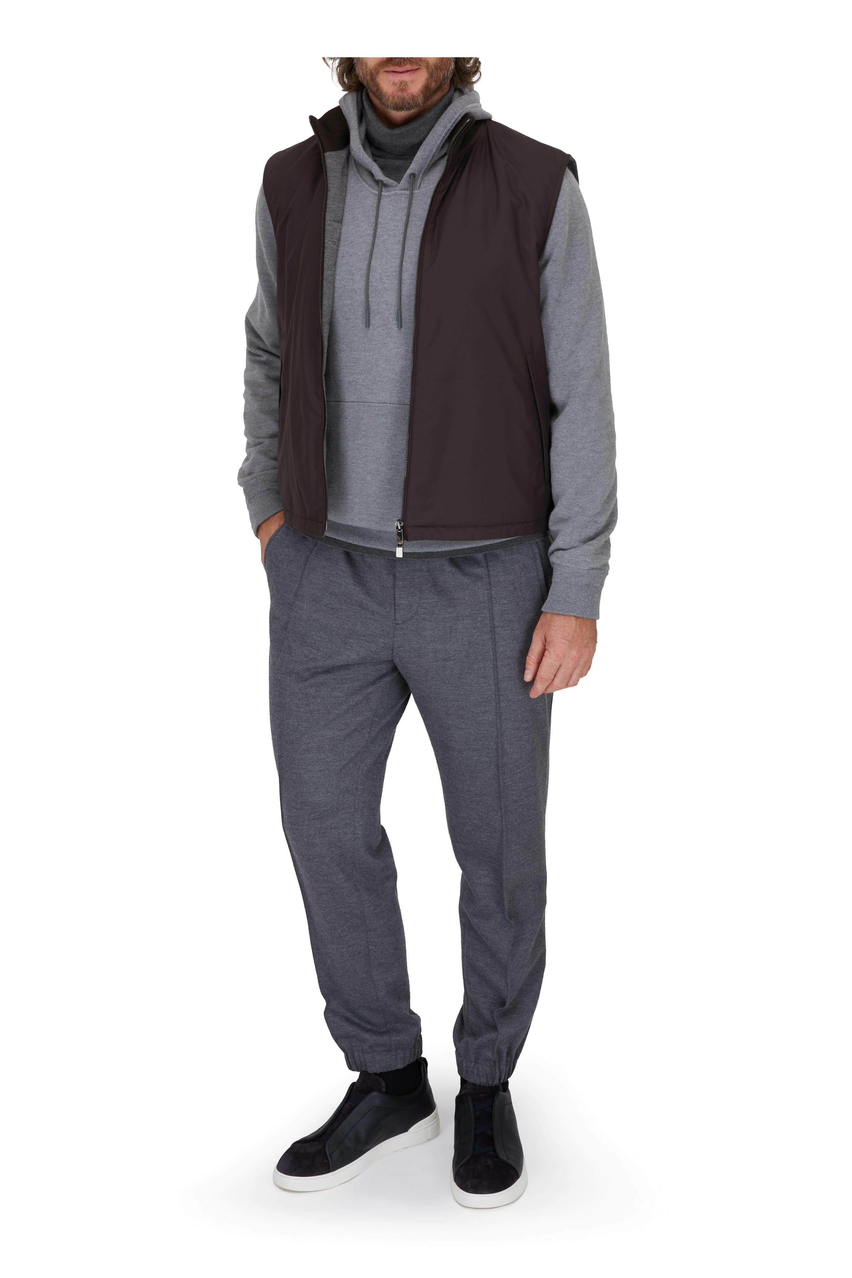 Zegna - Gray Cotton & Cashmere Hoodie | Mitchell Stores
