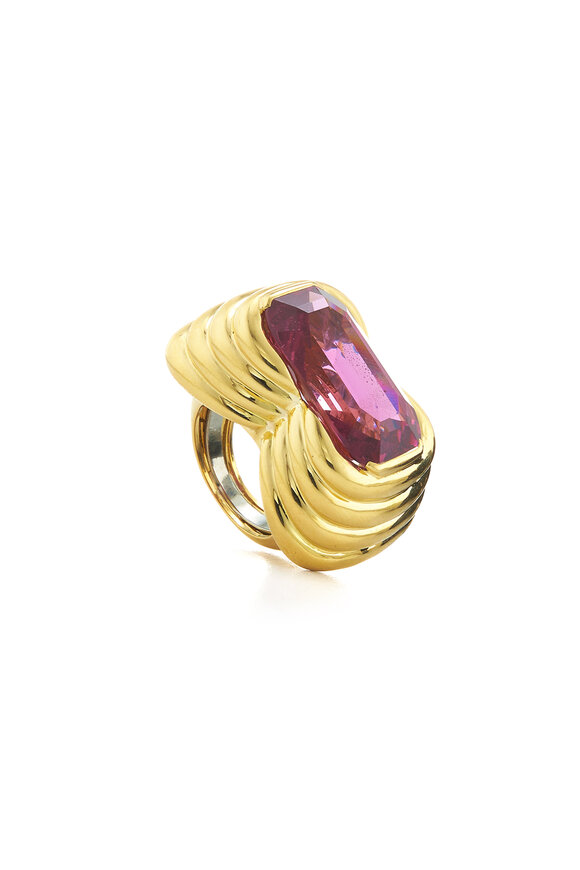 David Webb - 18K Yellow Gold Rubellite Cocktail Ring