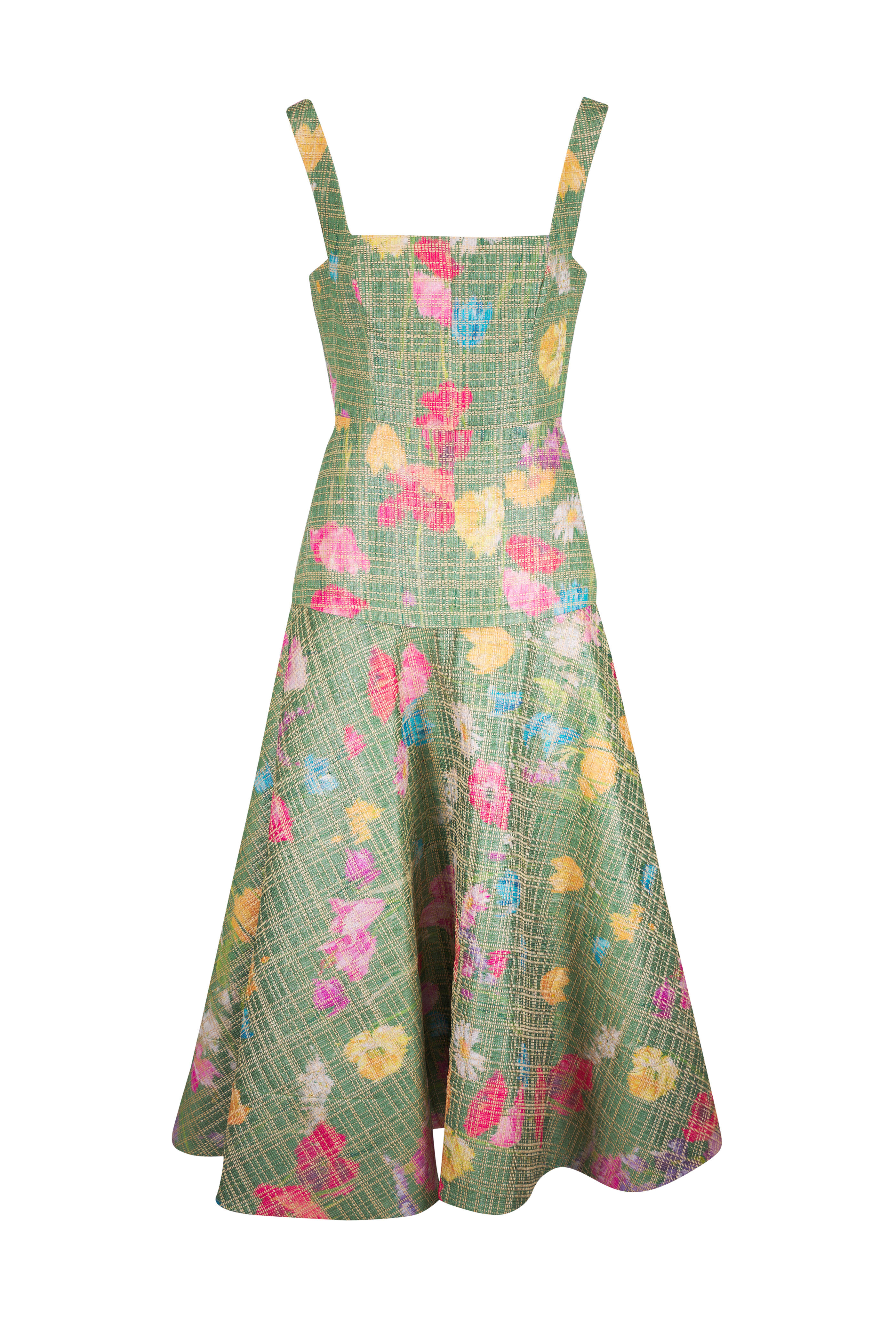 Lela Rose - Cactus Flower Floral Print Raffia Dress
