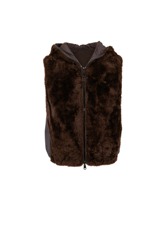Brunello Cucinelli - Metallic Shearling Hooded Banded Hem Coat