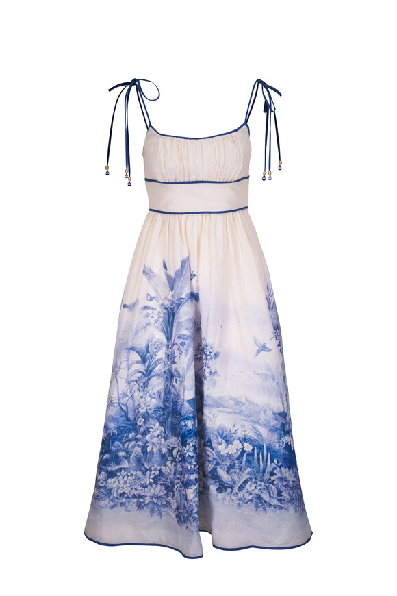 Zimmermann Wylie Blue Palm Picnic Dress