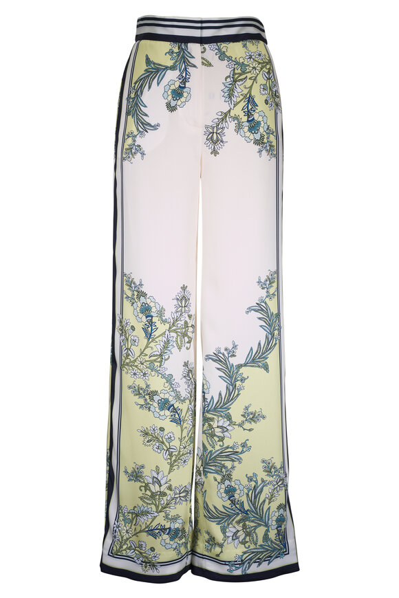 Veronica Beard Grigore Light Pistachio Multi Wide Leg Pant