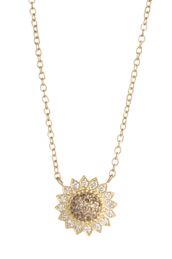 Jamie Wolf - Gold Cognac And White Diamond Sunflower Necklace