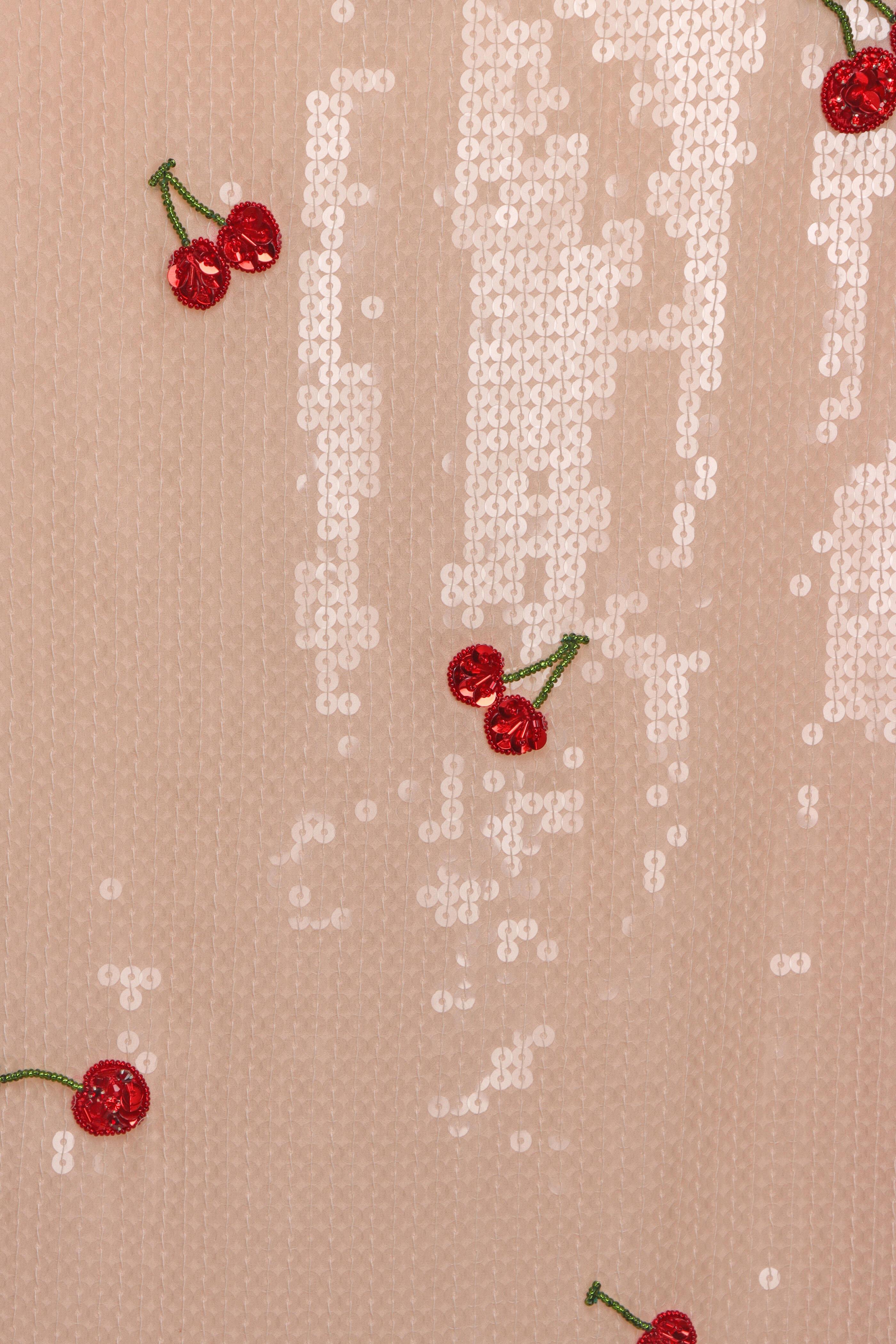 Des Phemmes - Beige Sequin Cherries Skirt