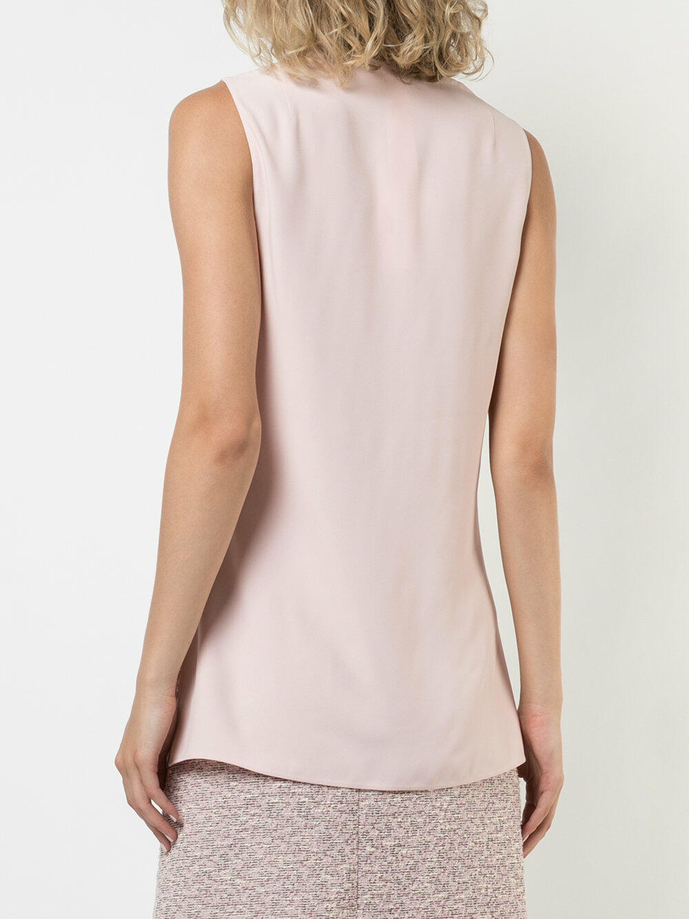 Akris Punto - Rose Pink Ruffle Front Sleeveless Blouse