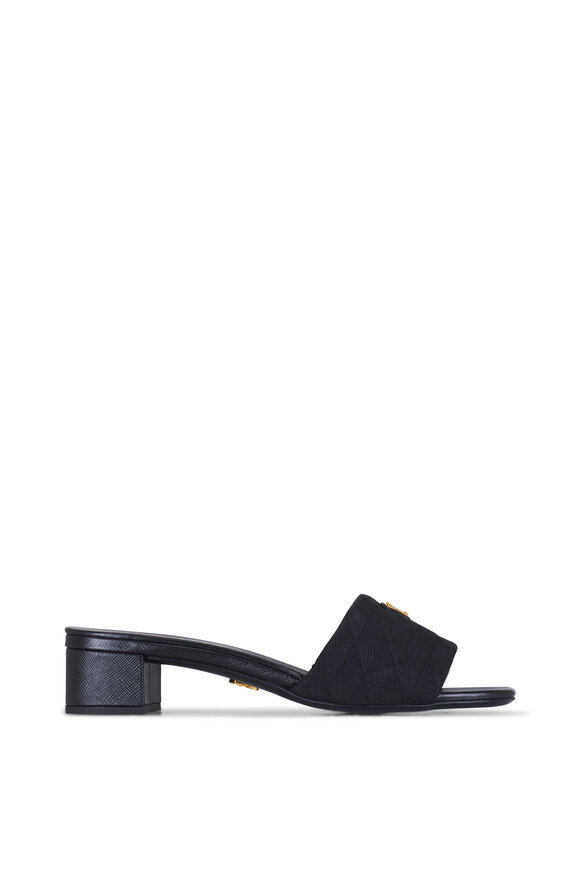 Prada - Black Triangle Jacquared Sandal, 35mm