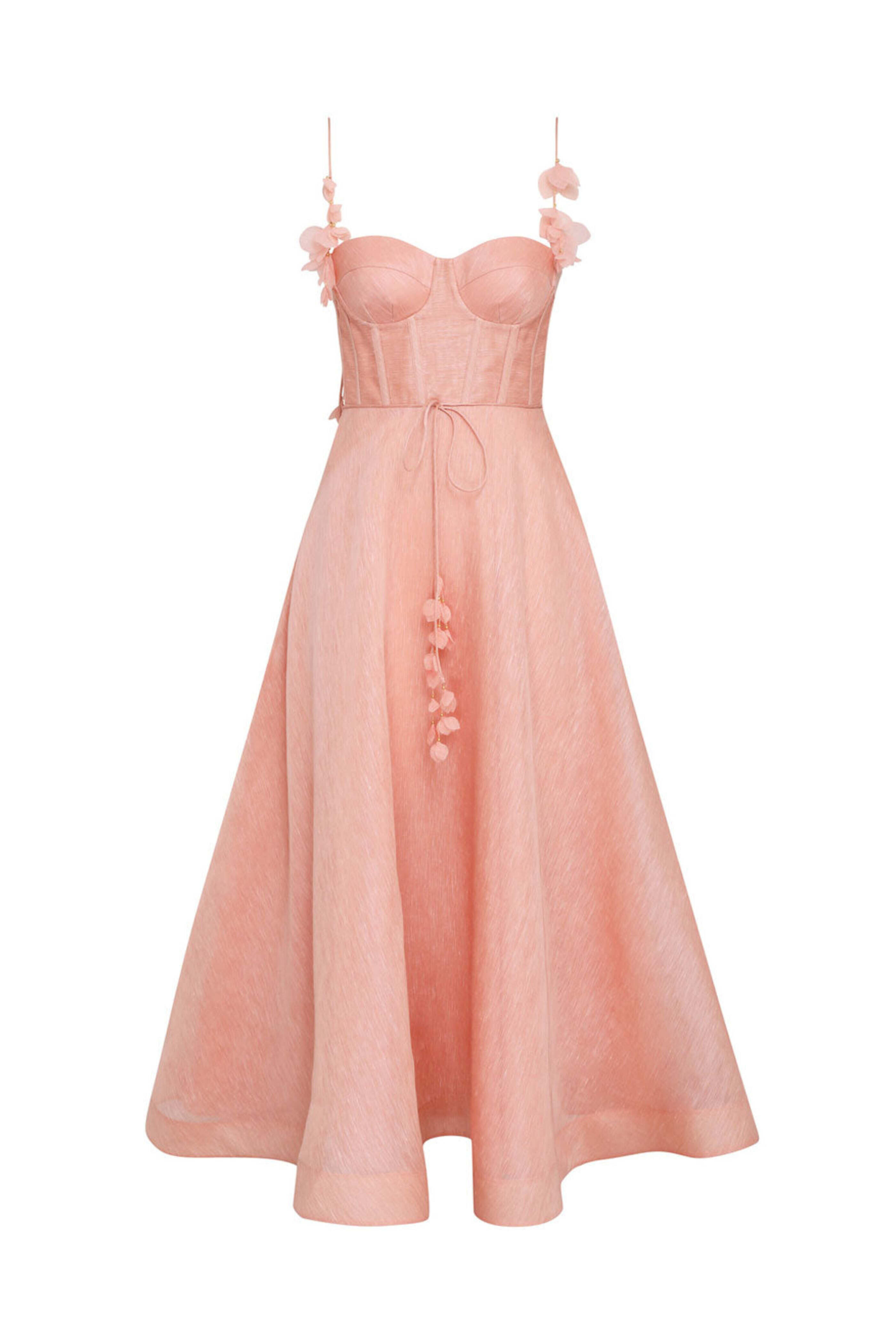 Zimmermann - Dusty Pink Wonderland Midi Corset Dress