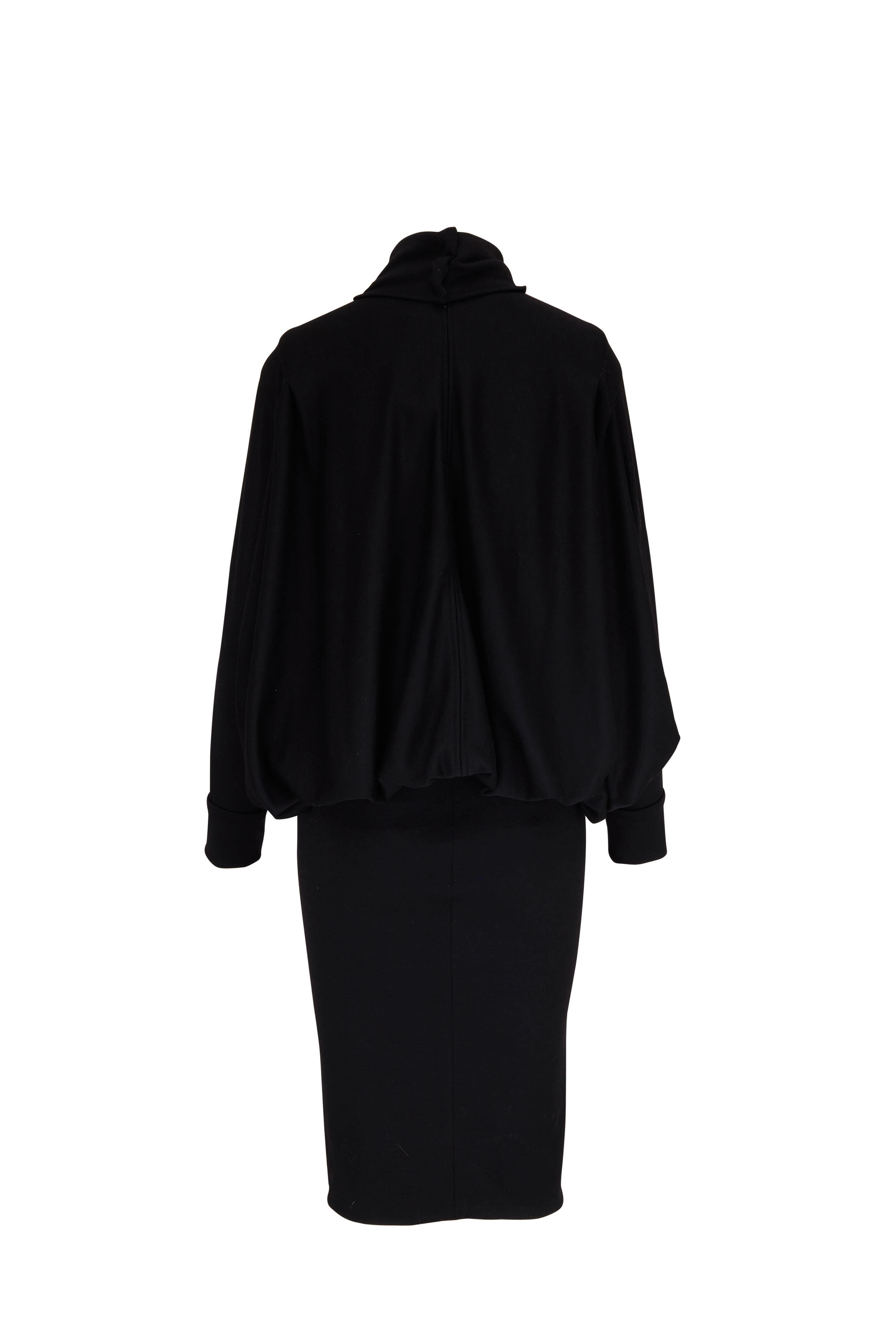 【関税&送料込】Saint Laurent Saint Laurent Jersey Oversized Saint Laurent - Black Oversize Long Wool Jersey Dress