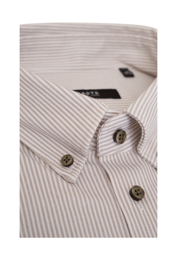 Desoto - Tan Striped Luxury Cotton Sport Shirt 