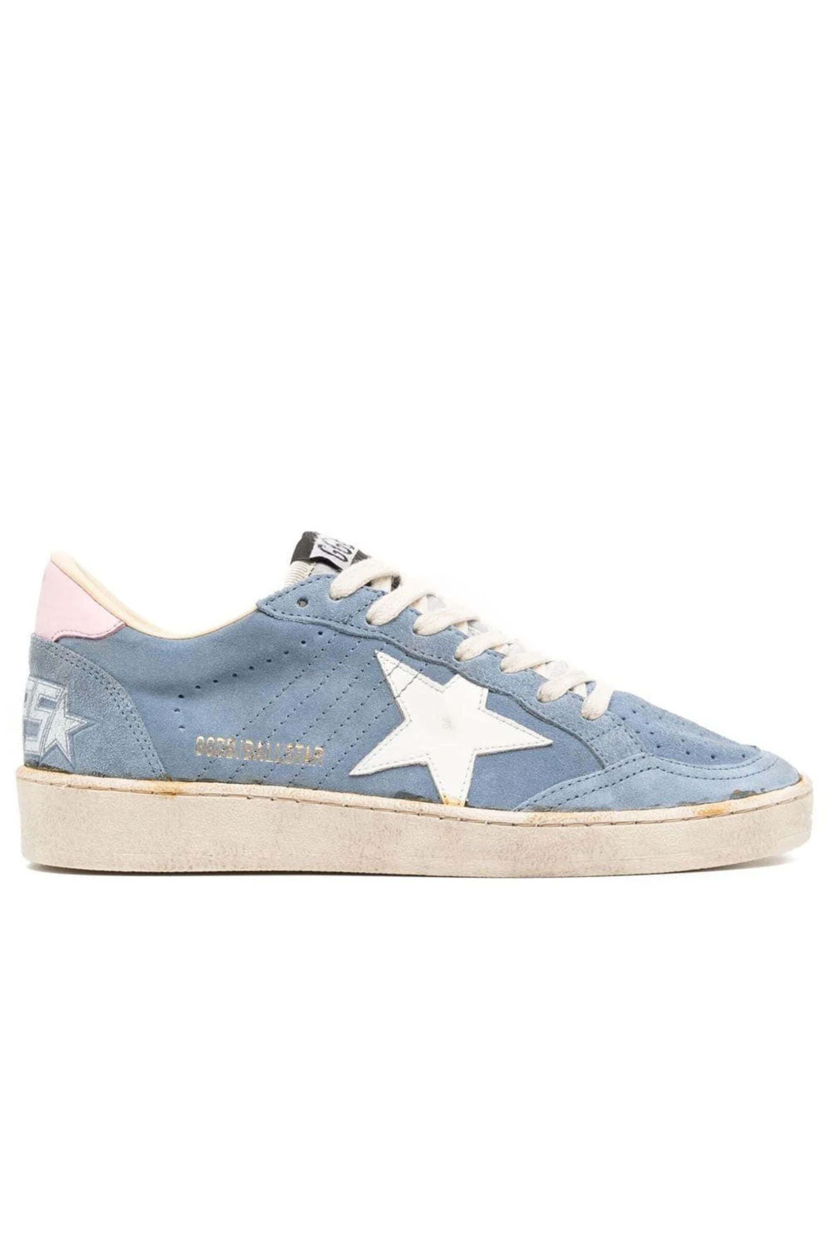 Golden Goose - Ballstar Suede Sneaker in Powder Blue and Pink
