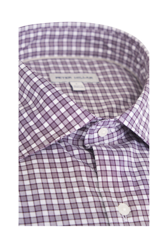 Peter Millar Crown Lite Atlas Burgundy Check Sport Shirt - view 2