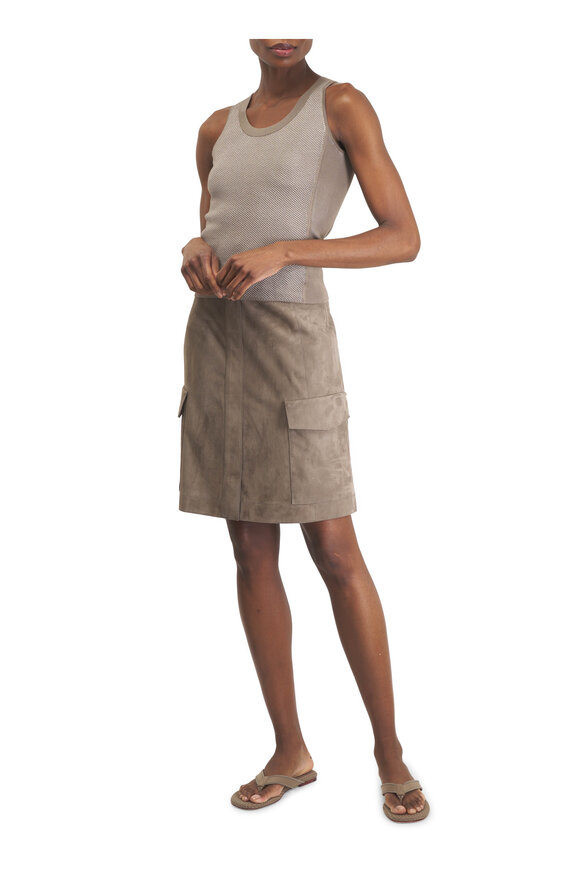 Akris Taupe Suede Cargo Mini Skirt - view 2