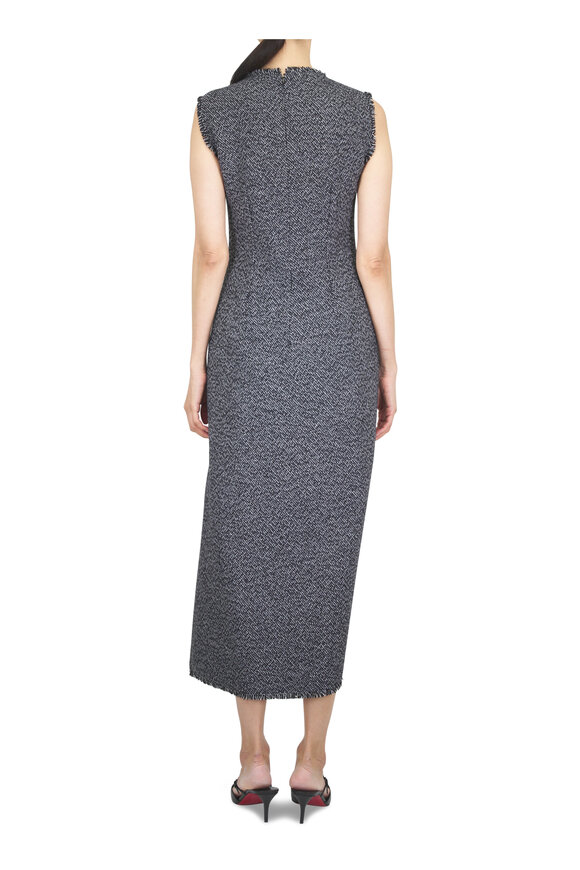 Michael Kors Collection Black & Ivory Frayed Crosshatch Tweed Sheath Dress - view 4