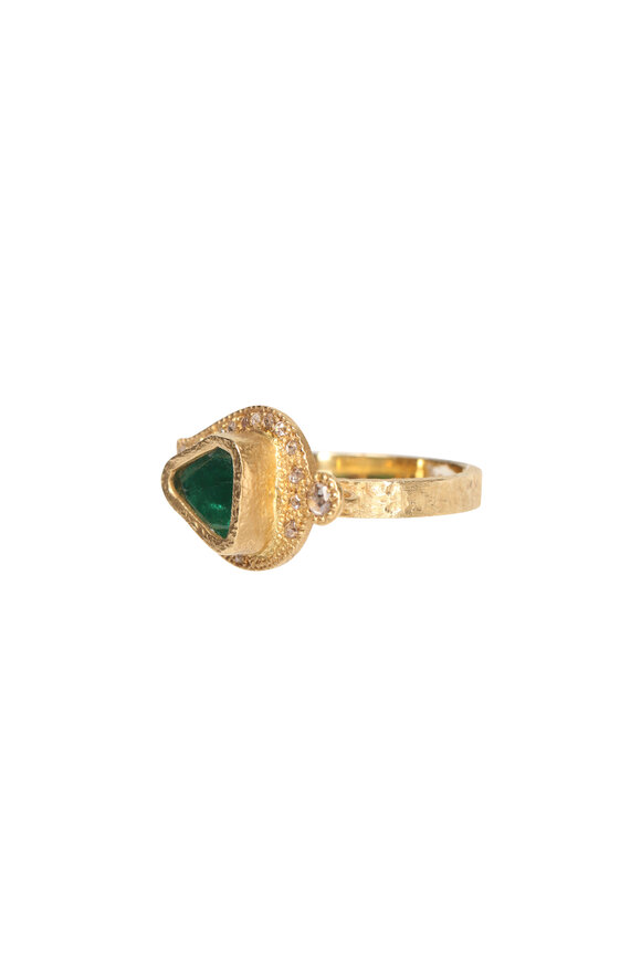 Coomi Emerald Leaf Ring - view 2