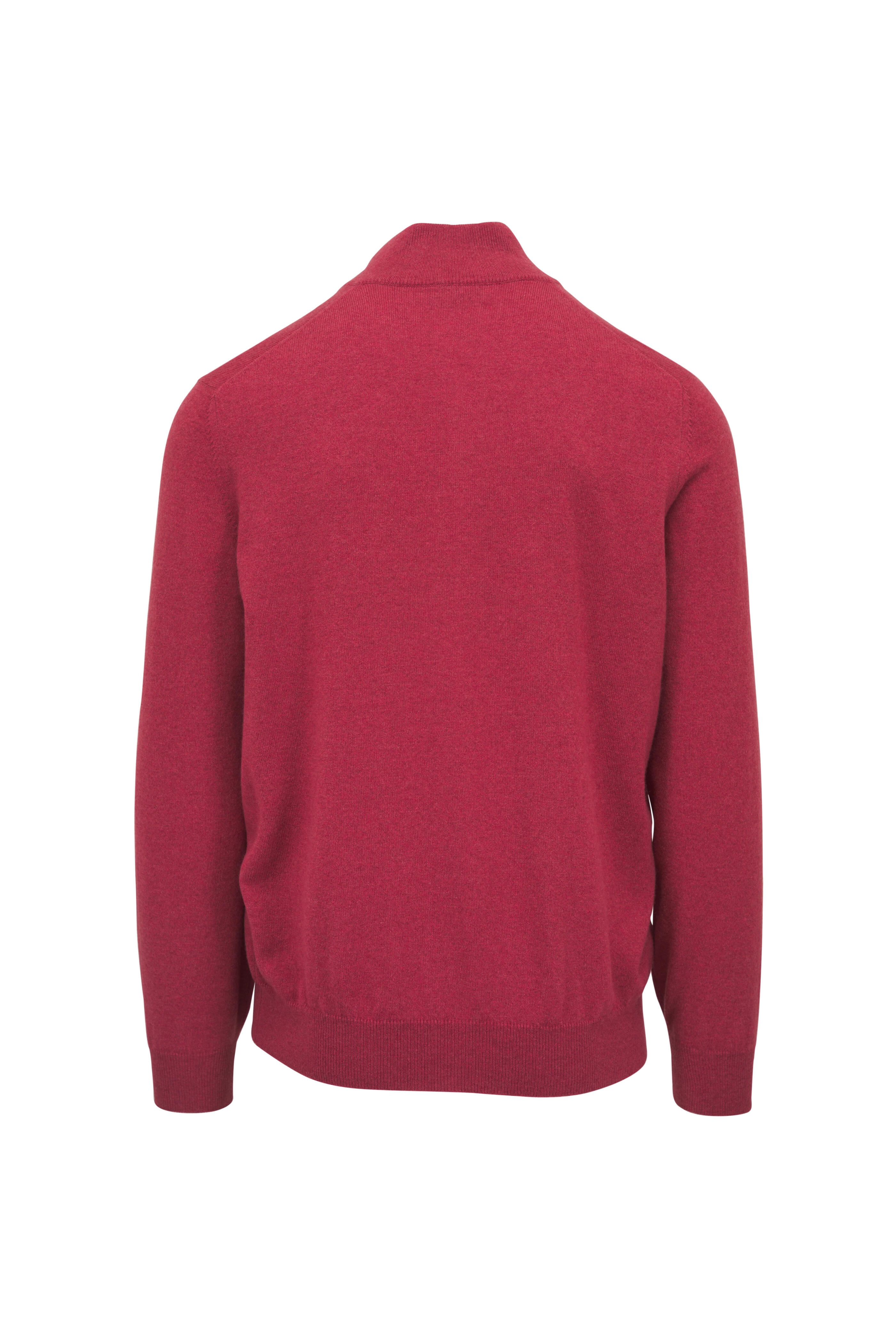 Brunello Cucinelli - Strawberry Cashmere Quarter Zip Sweater