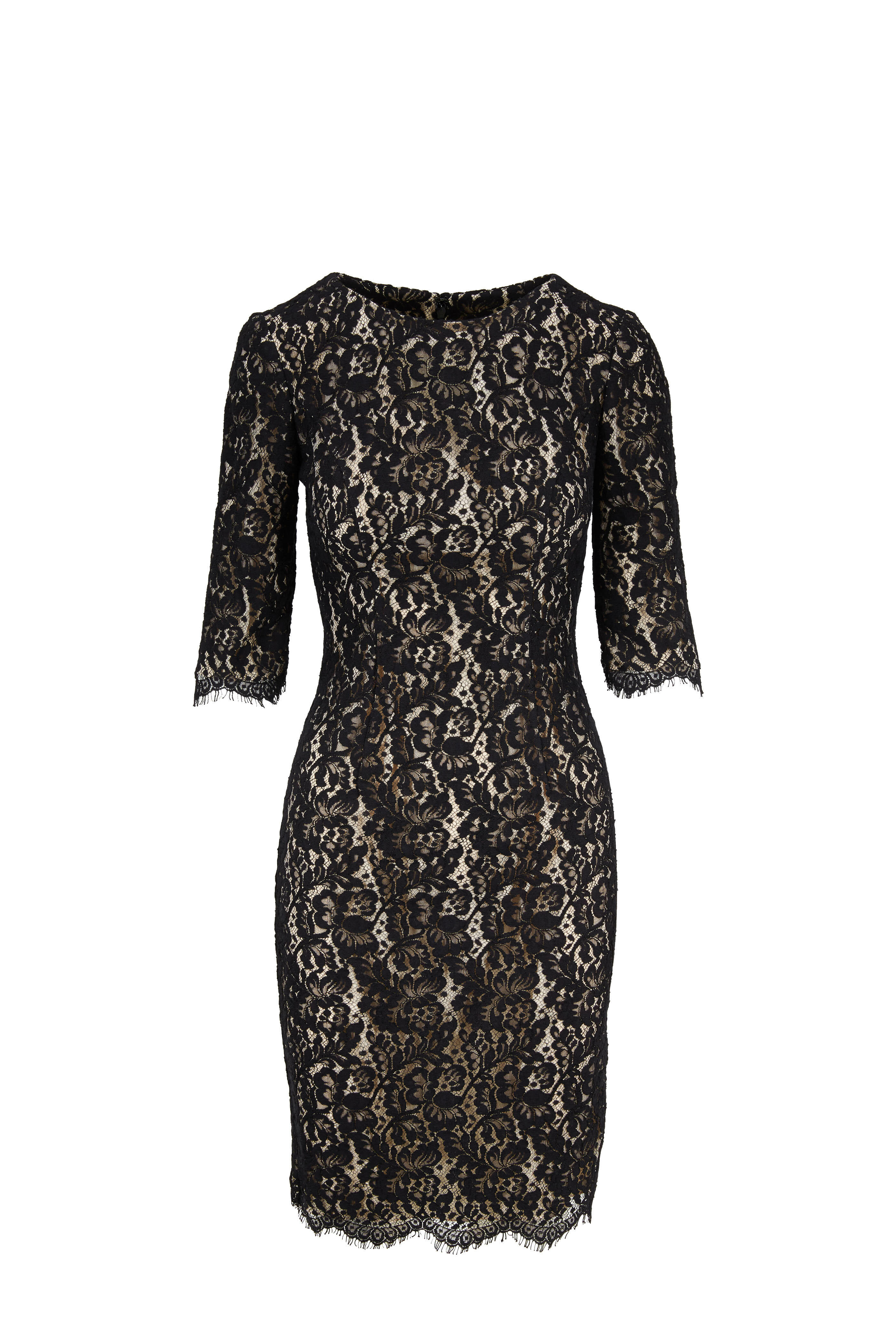 Carolina Herrera - Black Lace Elbow Sleeve Dress