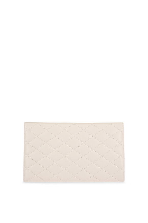 Saint Laurent Paris Blanc Vintage Diamond Quilted Leather Pouch - view 2