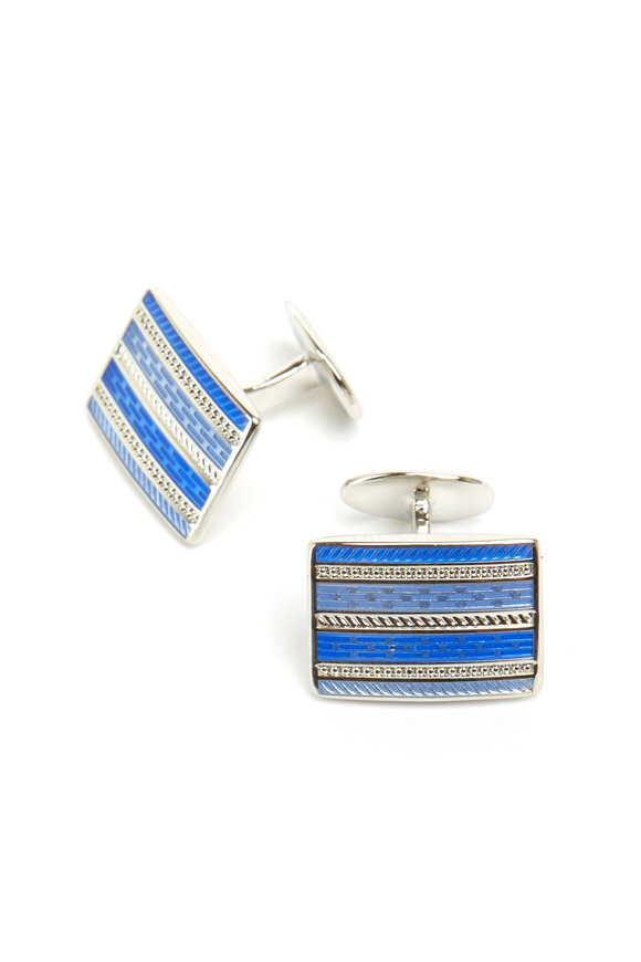 David Donahue - Sterling Silver Light Blue Rectangle Cuff Links